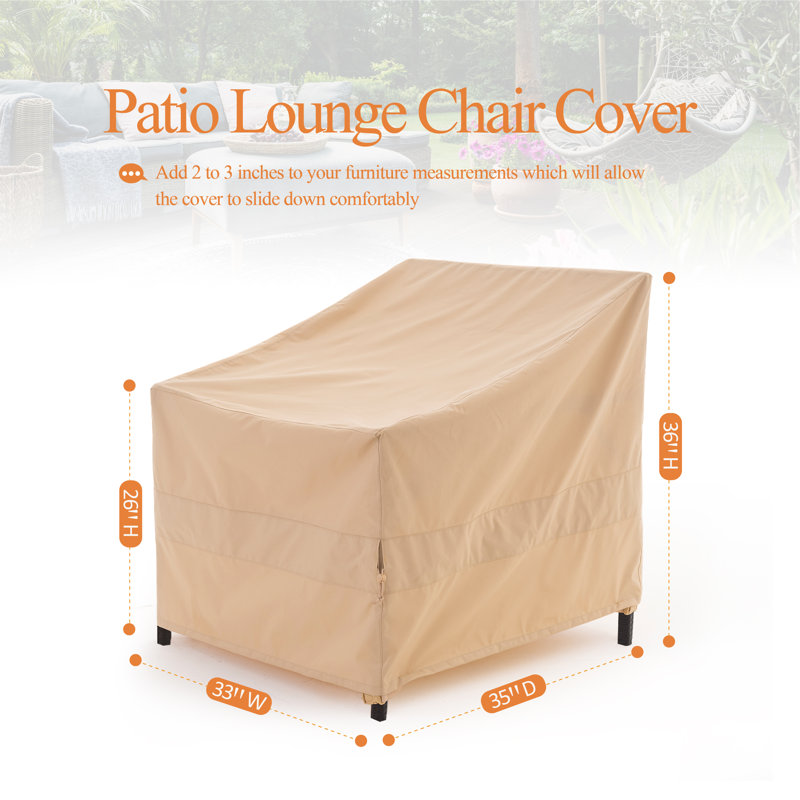 Premium Waterproof Outdoor Patio Chair Covers: Latest Rip-Stop Fabric, 3-Year Warranty, Beige, 36" H x 33" W x 35" D