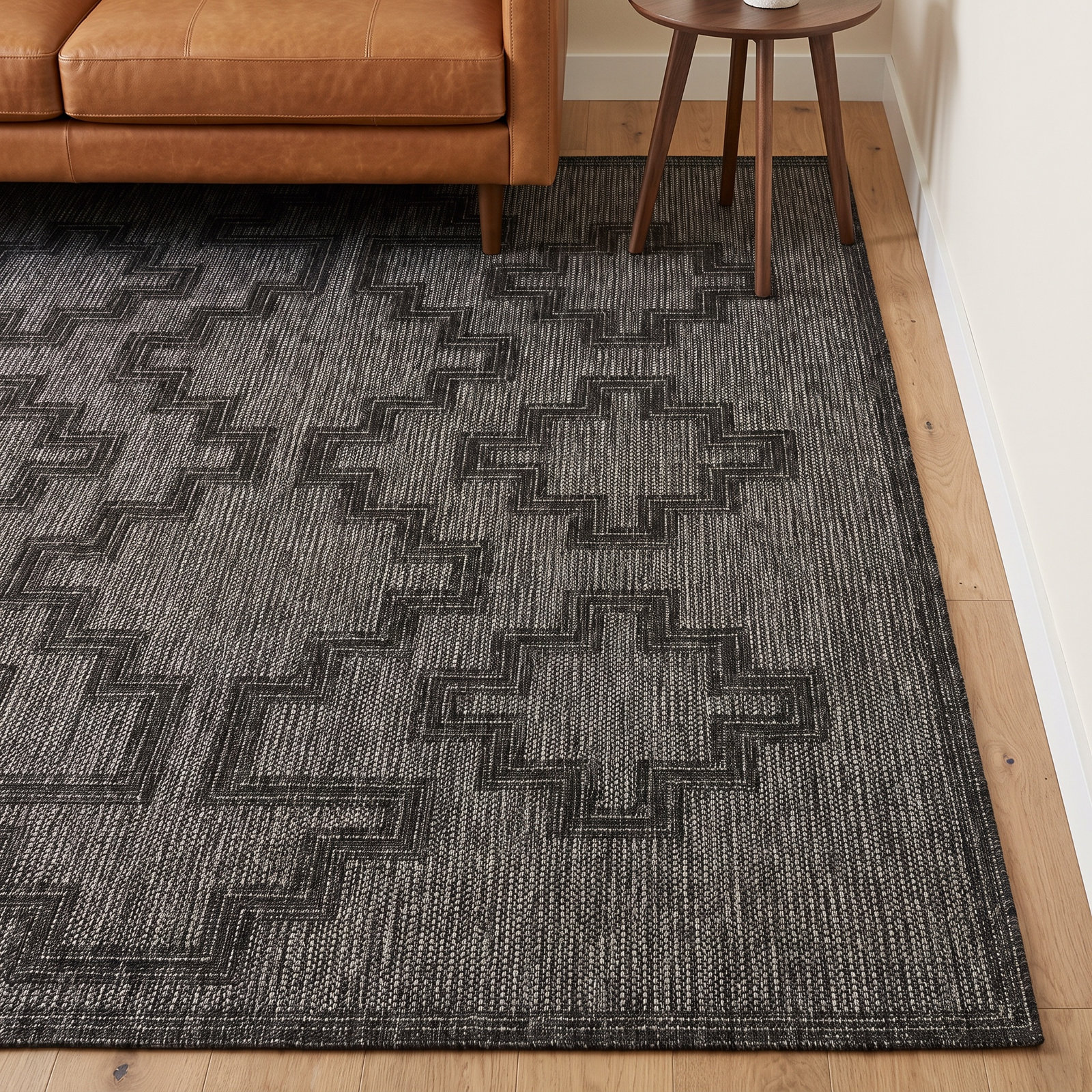 Ava Charcoal Moroccan Outdoor Rug, Rectangle 8' x 10'