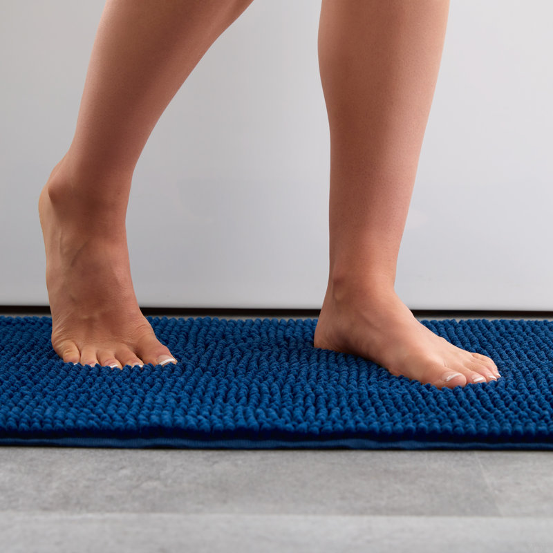 Linenspa Chenille Bath Mat, Navy