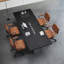 Table à thé et table de conférence 98,43 po style français rétro en bois massif noir