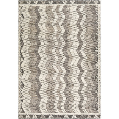 Tunus Wool Striped Area Rug in Ivory/Gray