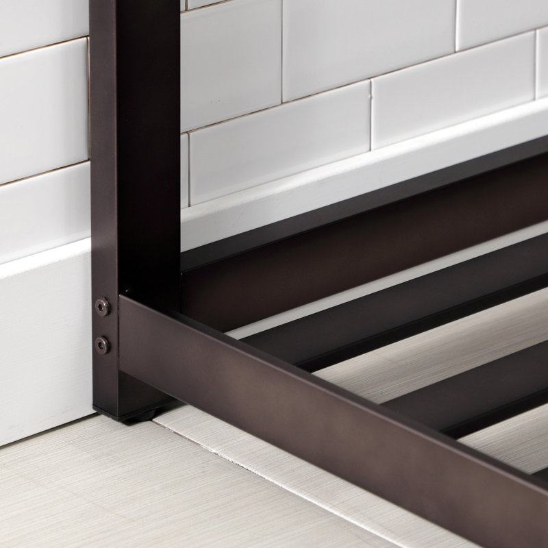 Kingston Brass Quadras 37-Inch Ceramic Console Sink with Steel Base and Shelf (1-Hole), White/Oil Rubbed Bronze