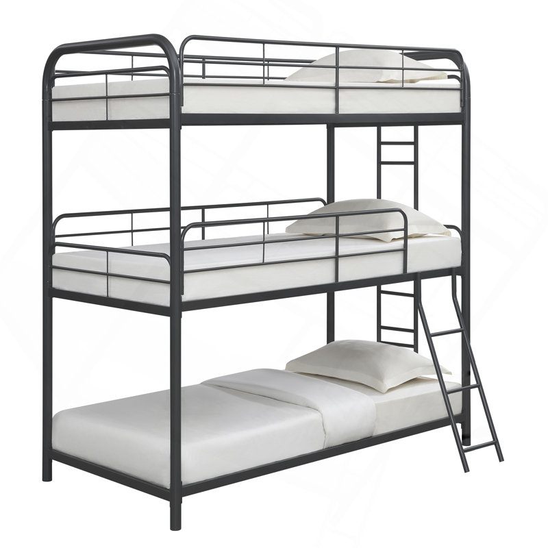 Lit superposé triple Furniture, simple / simple / simple, noir