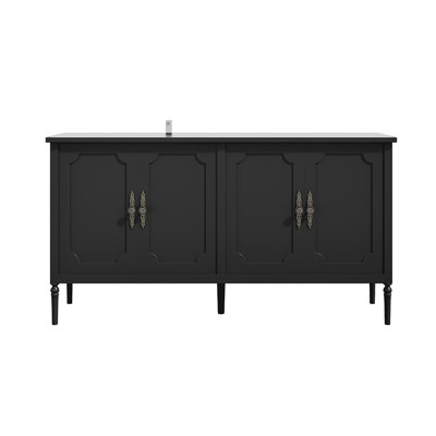 59" Sideboard Buffet Cabinet with 4 Doors, Modern Wood Storage Cabinet with Adjustable Shelves for Dining Room, Living Room & Hallway