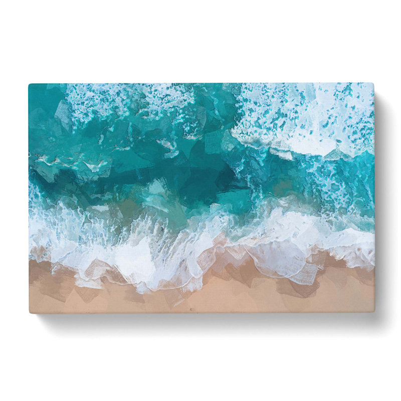 The Turquoise Ocean upon the Beach in Abstract - Wrapped Canvas Painting Print, 60cm H x 91cm W x 3cm D