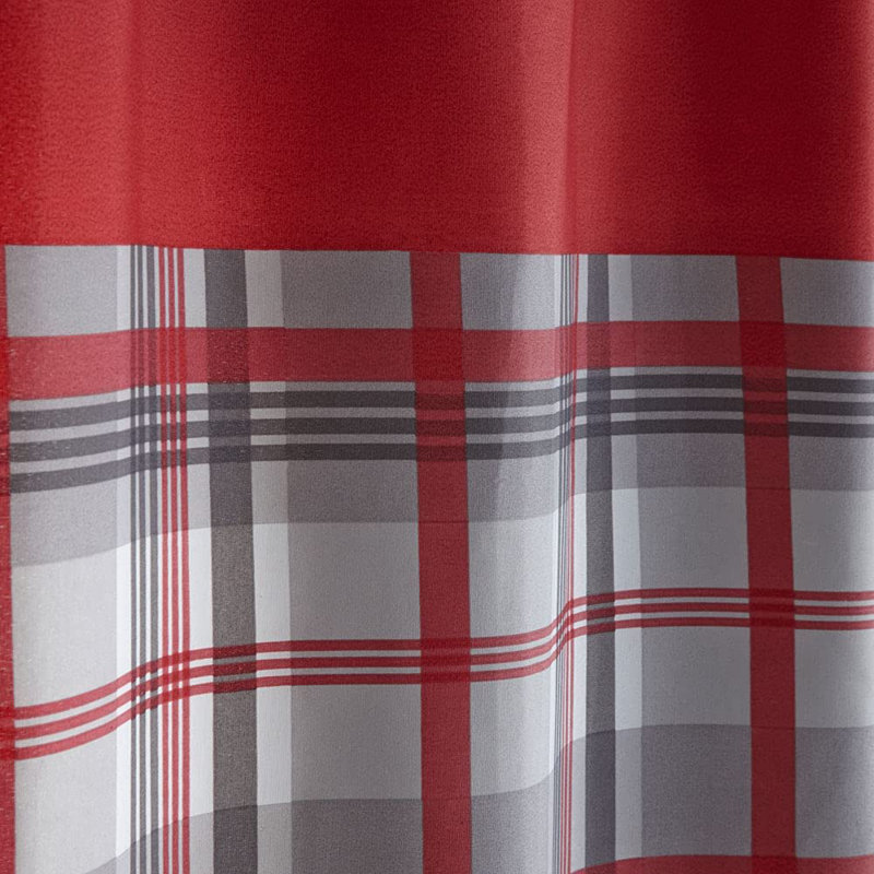 Earlton Orleans Curtains Check Striped Fully Lined Eyelet Ring Top Curtains, 229cm Width x 229cm Drop, Red