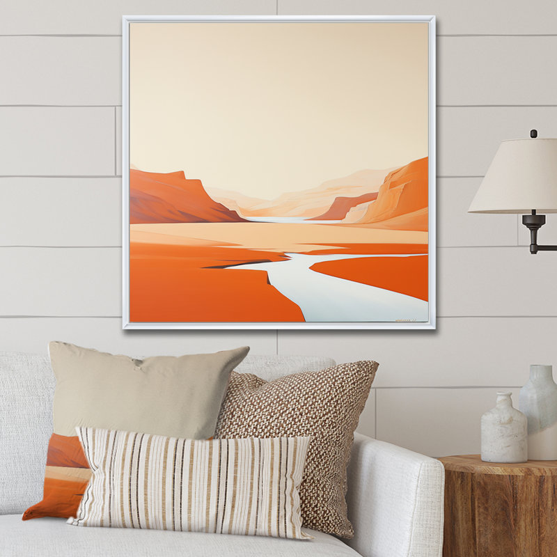 «Brown Minimalisme Canyon Calm II», reproduction sur toile, Cadre flottant blanc, H 16 po x l 16 po x P 1 po