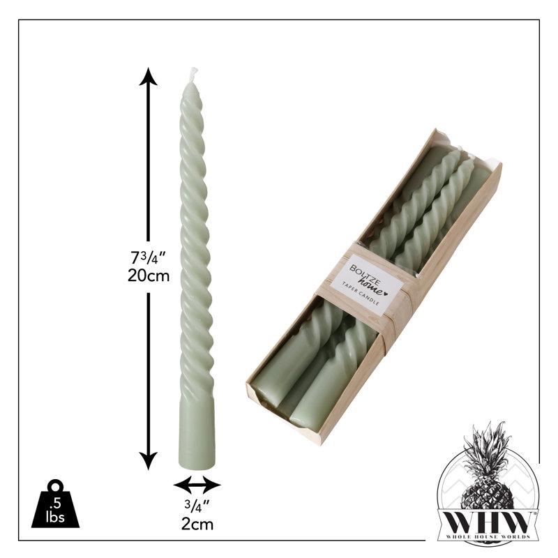 Unscented Taper Candle, Pale Green