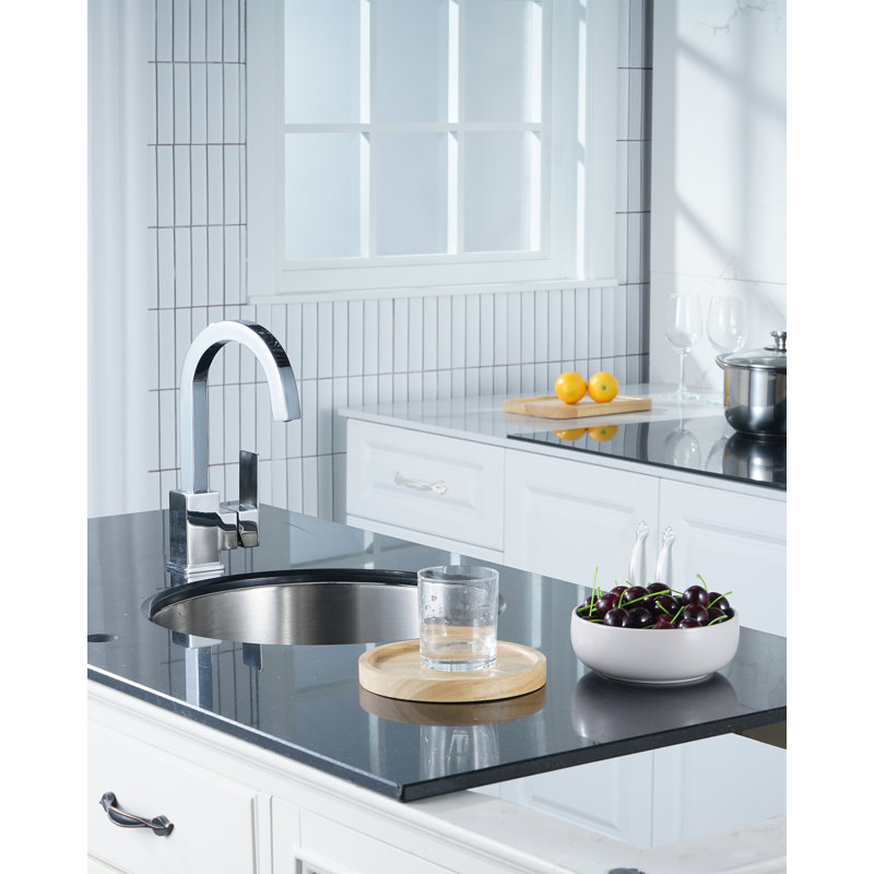 Single-Handle Stainless Steel Bar Faucet, Single Hole, Deck Mount, With Supply Lines, Chrome