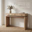 Console en bois vieilli avec trois tiroirs pour le rangement du vestibule et du couloir, table de canapé de style rustique avec design flottant, idéale pour la décoration de vestibule et de bureau
