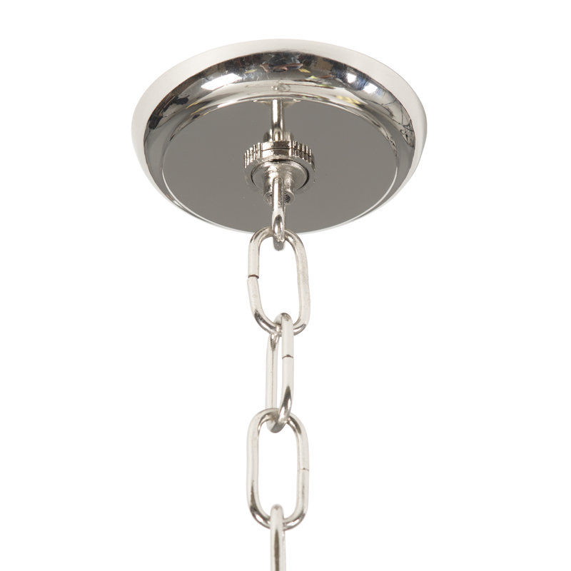 Lustre en forme de globe à 5 lumières de style bougie Padilla, Plaqué nickel