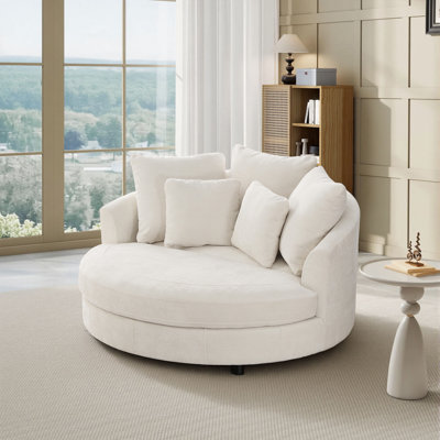 Modern Oversized Barrel Chair, 59.8" W Round Upholstered Club Chair With Pillows