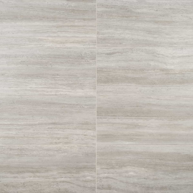 Nashville 12x24 Matte Travertine Look Porcelain Tile, Gray Matte