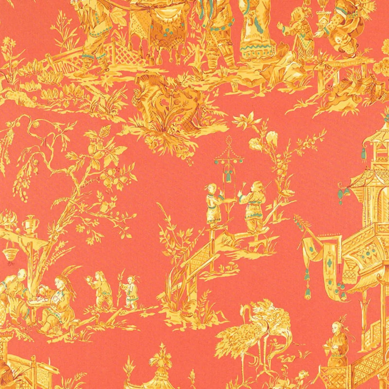 Chinois Fabric, Coral