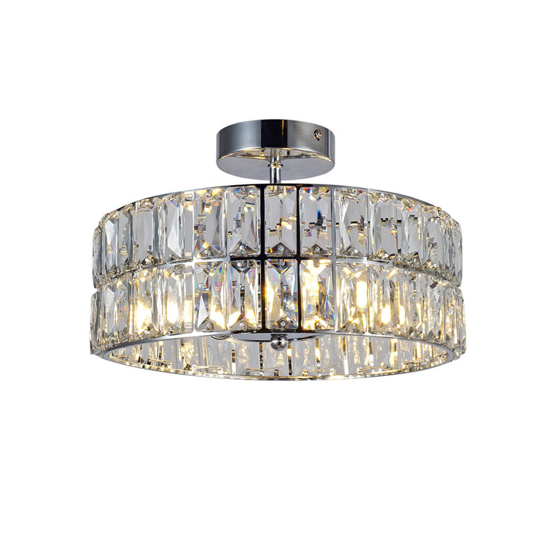 Adamsun Crystal Semi Flush Mount, Polished Chrome