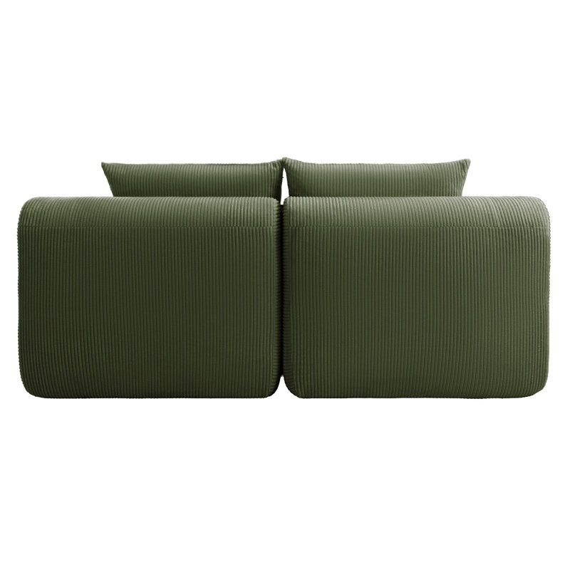 Méridiennes 76 po, Velours côtelé vert