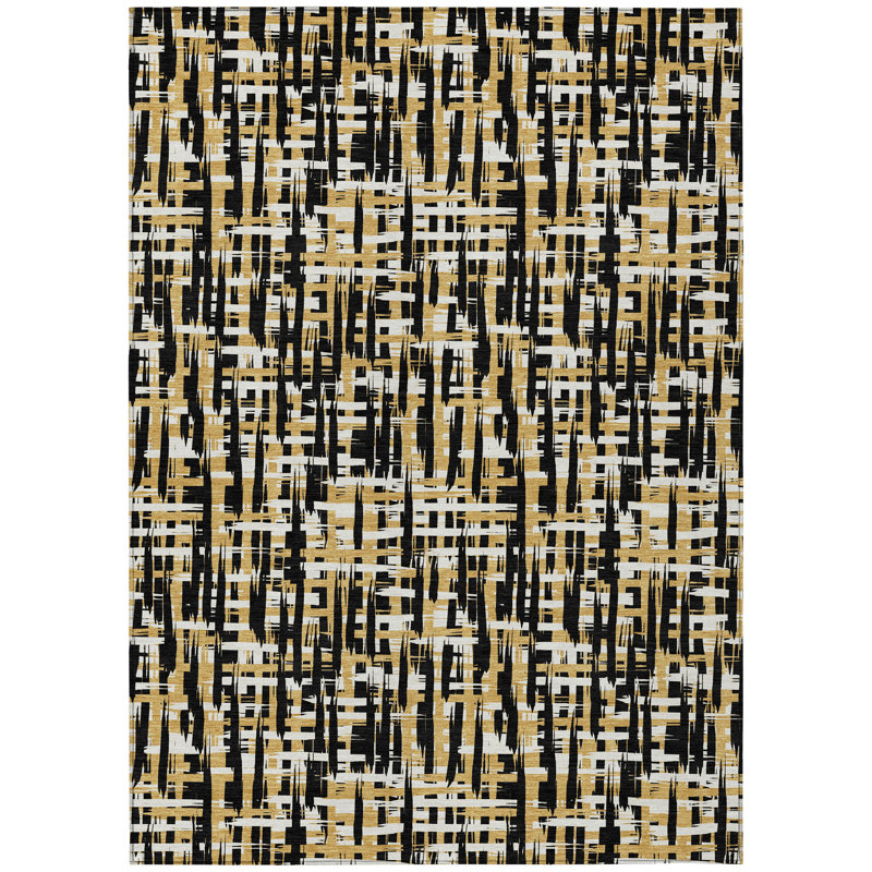 Zarifa Black Washable Indoor-Outdoor Rug - , 3' x 5'