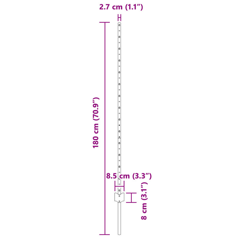 Vidaxl Fence Posts 10 Pcs U-Channel Galvanised Steel, Grey, 140cm H x 8.5cm W