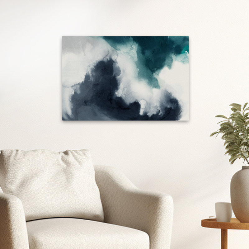 Brume et ombres profondes - aquarelle abstraite, vagues de l'océan, H 16 po x l 24 po