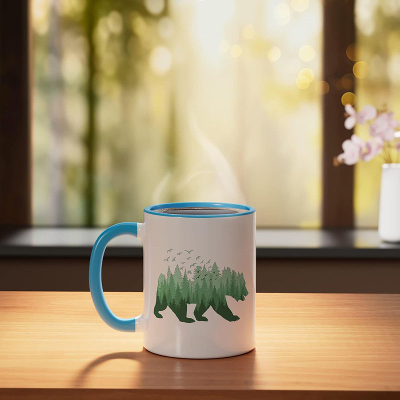 Bear Ceramic Mug, Blue/White, 11oz