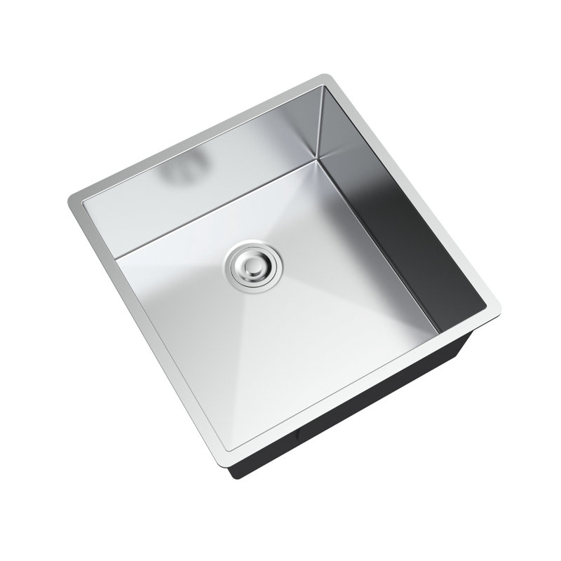 Single Bowl Stainless Steel Kitchen Sink, 10" H x 17" W x 18" D