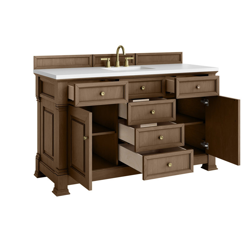Brookfield 59.88'' W Single Bathroom Vanity Base, Pecan