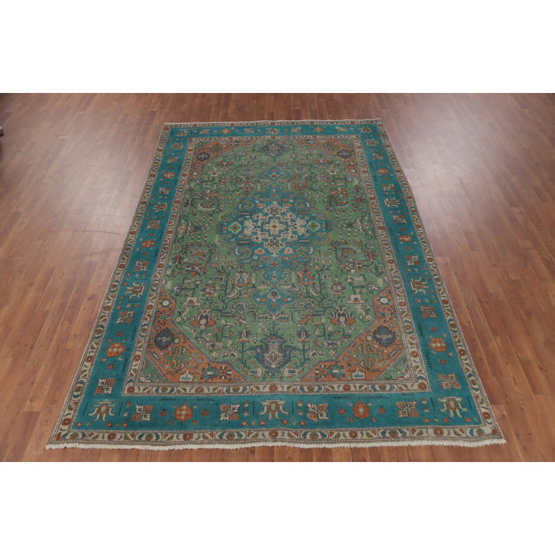 Tapis traditionnel rétro vert 6 x 10