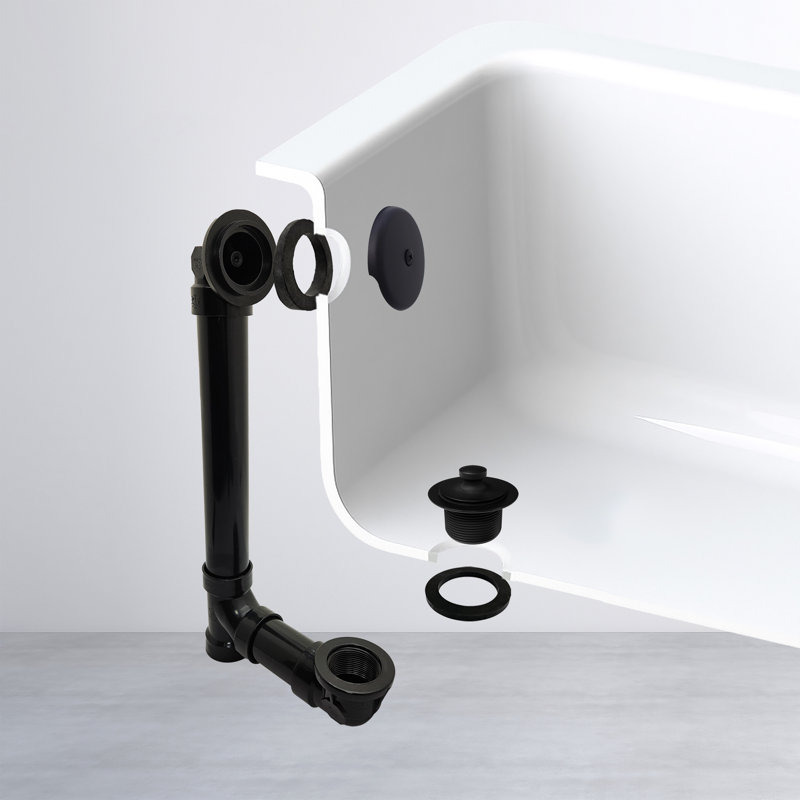 Drain de baignoire en ABS Twist and Close avec trop-plein à 2 trous, Noir mat