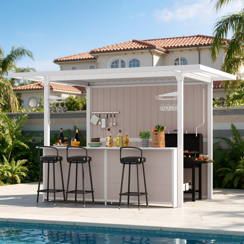 7,6 x 12 pi Pavillon de jardin extérieur avec toit à persiennes réglable