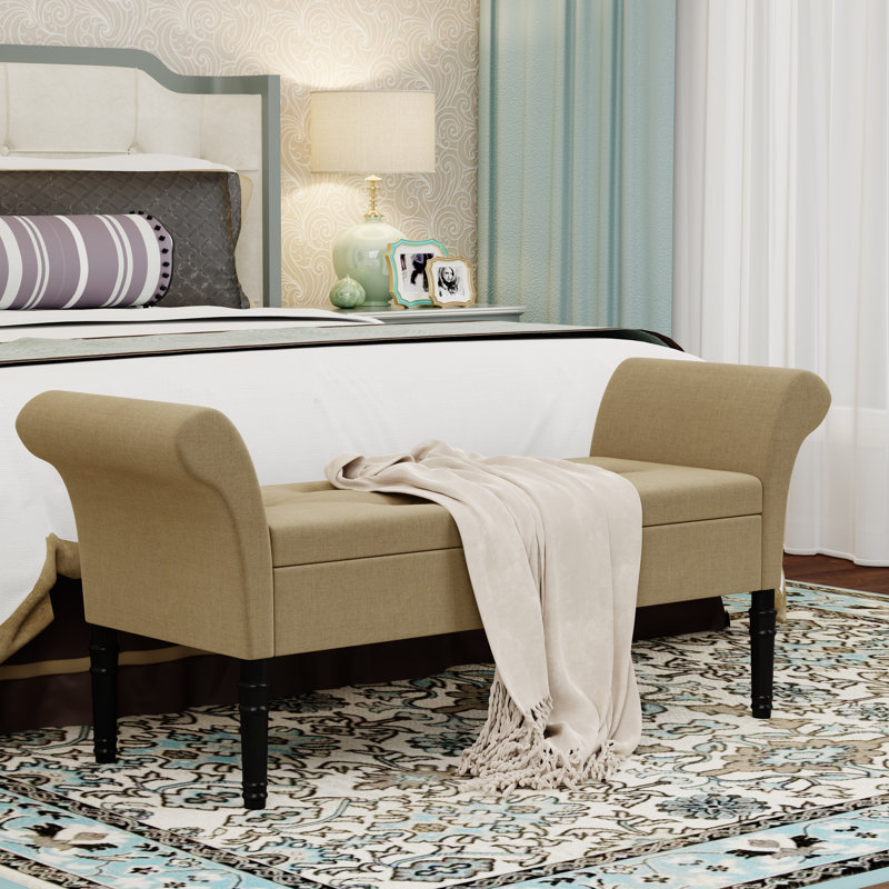 Shanklin Linen Blend Upholstered Storage Bench