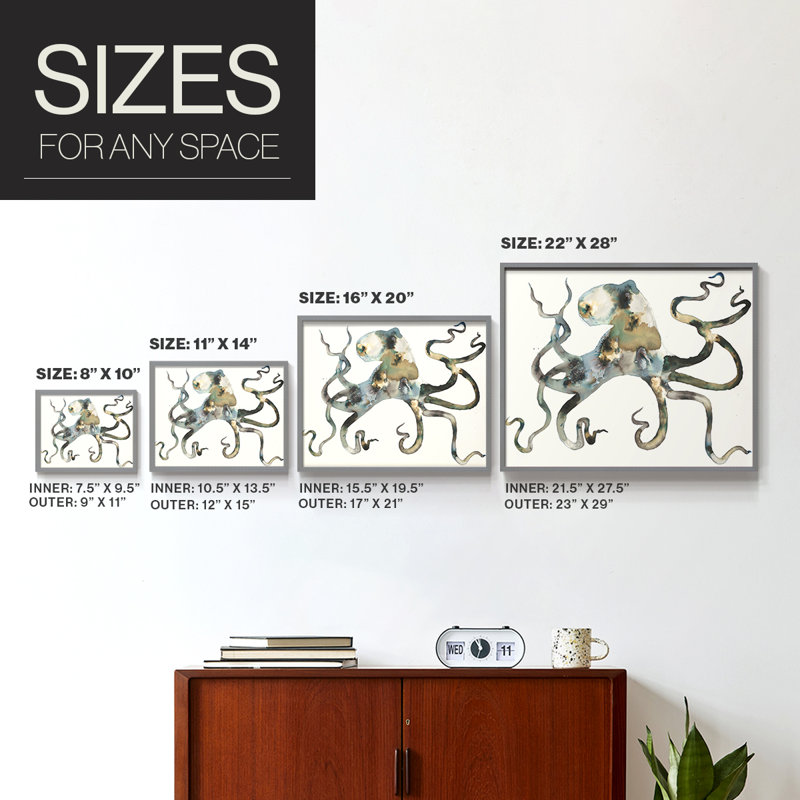 Octo -Framed Print - Restickable, Gray, 16" H x 20" W