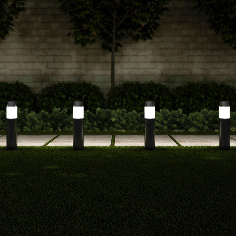 Solar Lights Outdoor Waterproof 6- 15” Stainless Steel Bollard Solar Pathway Lights - Solar Stake Lights Outdoor Solar Lights for Yard, Drive, Path or Landscape Lighting by Pure Garden