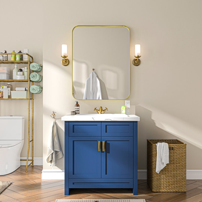 Metal Rectangle Mirror, Gold, 28" x 36"