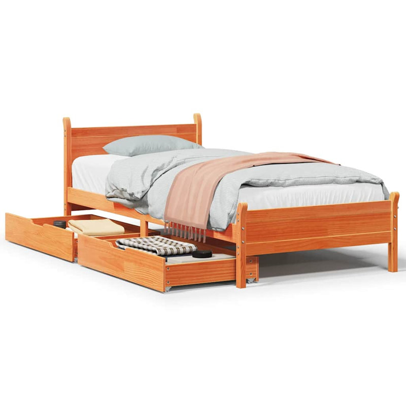 Andel Solid Wood Bed, Wax Brown, No, 199 x 140 cm