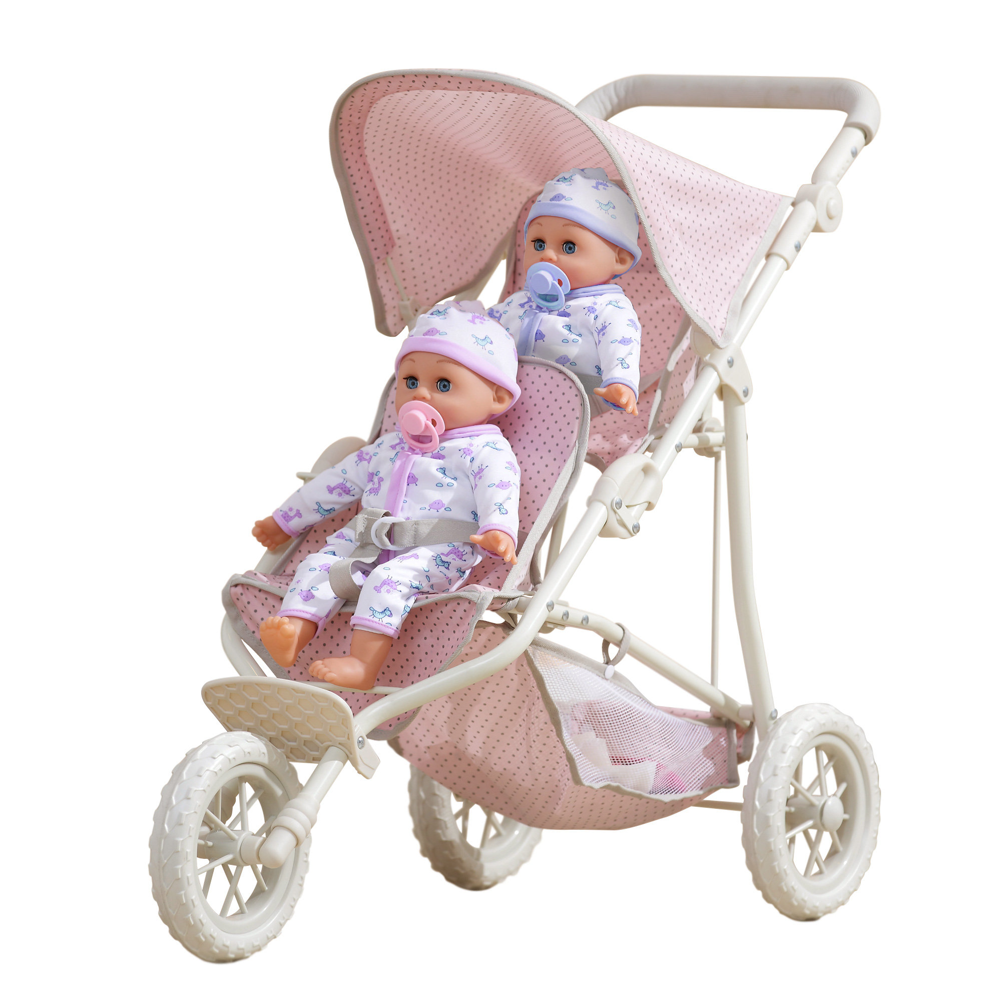 Olivia's Little World Two Doll JoggingStyle Stroller, Pink/Gray