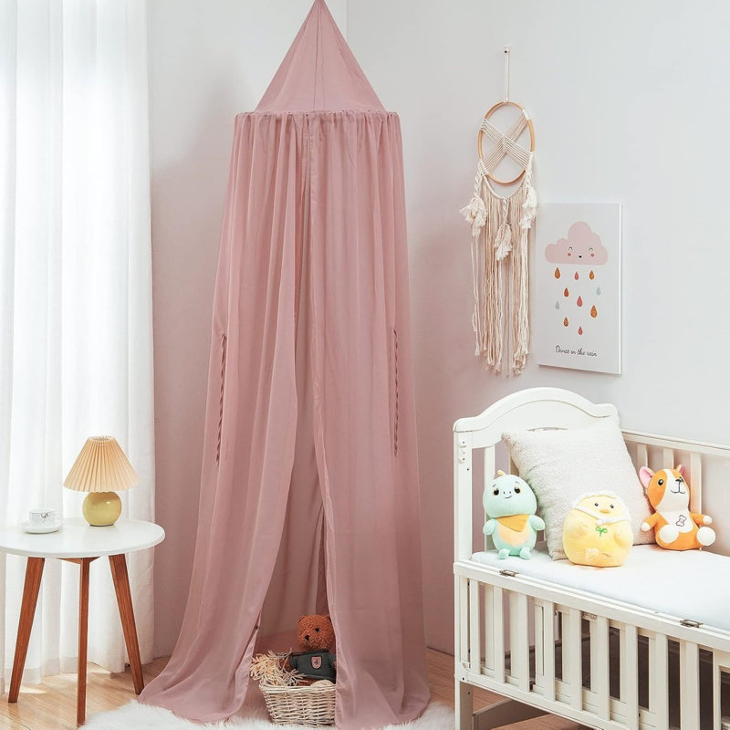 Large Round Dome Bed Canopy Mosquito Net, 50 X 240Cm, Pink