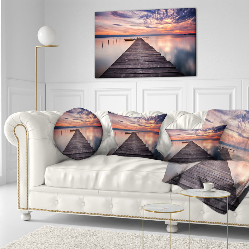 Coussin lombaire paysage coucher de soleil sur le lac