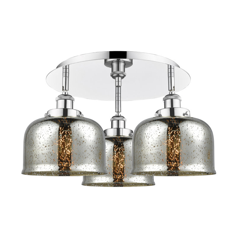 Bejtullah Glass Flush Mount, Silver Plated Mercury, Polished Chrome