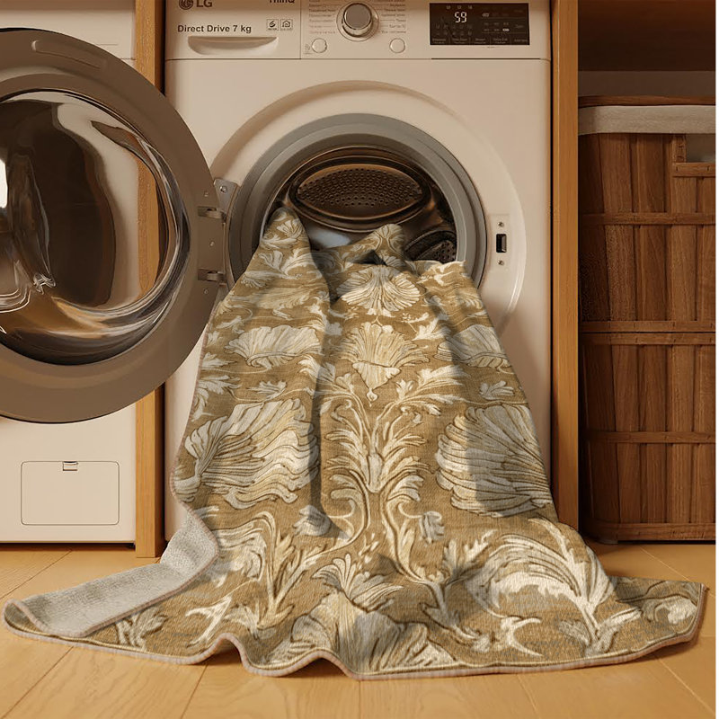 Tapis brun français lavable à la machine, Rectangle 6 pi x 9 pi