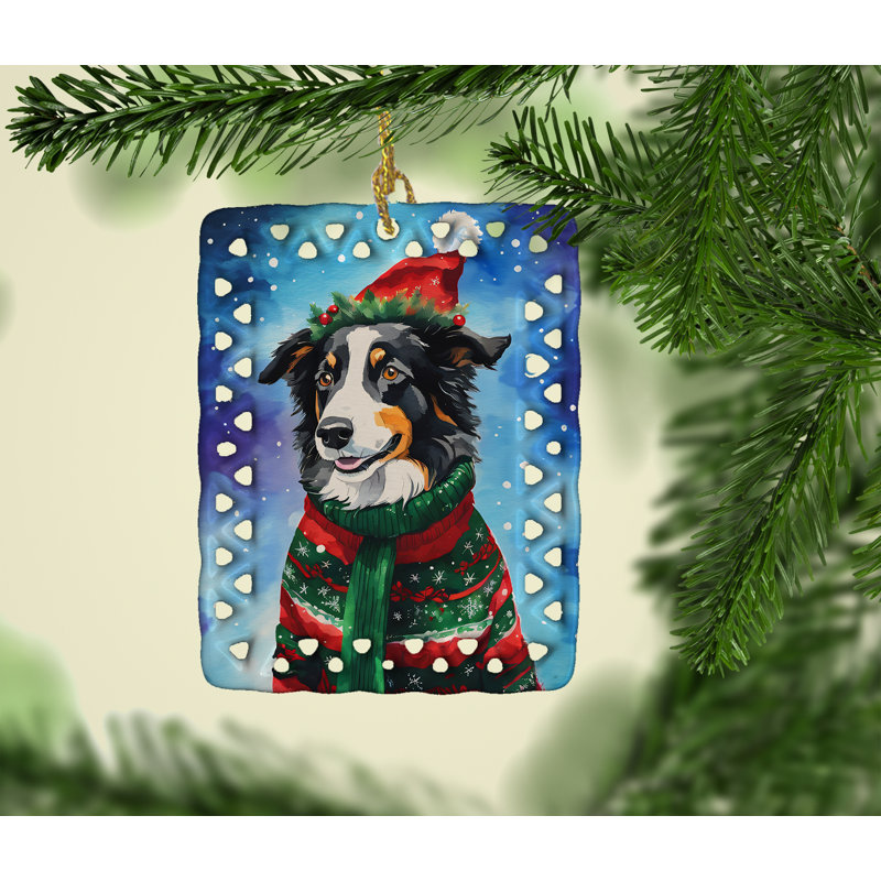 Ornement en porcelaine Border Collie, Border collie 3377