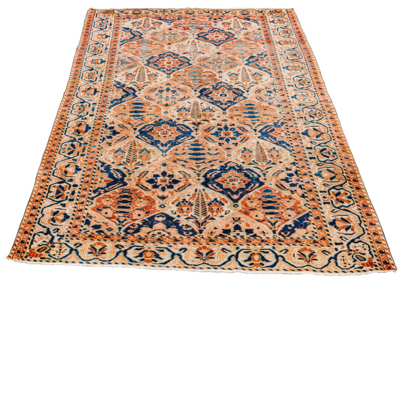 Tapis multicolore unique de 5 pi 8 po x 9 pi 2 po des années 1990