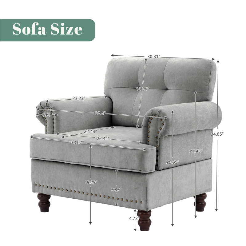 Fauteuil d'appoint 33 po, Gris chenille