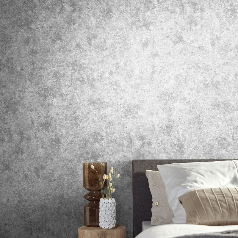 Air Collection Clay Textured Wallpaper Roll, Gray