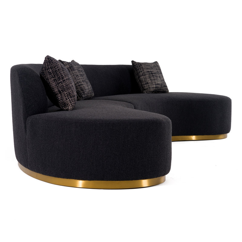 Hughes Symmetrical Sectional Sofa, Black Polyester