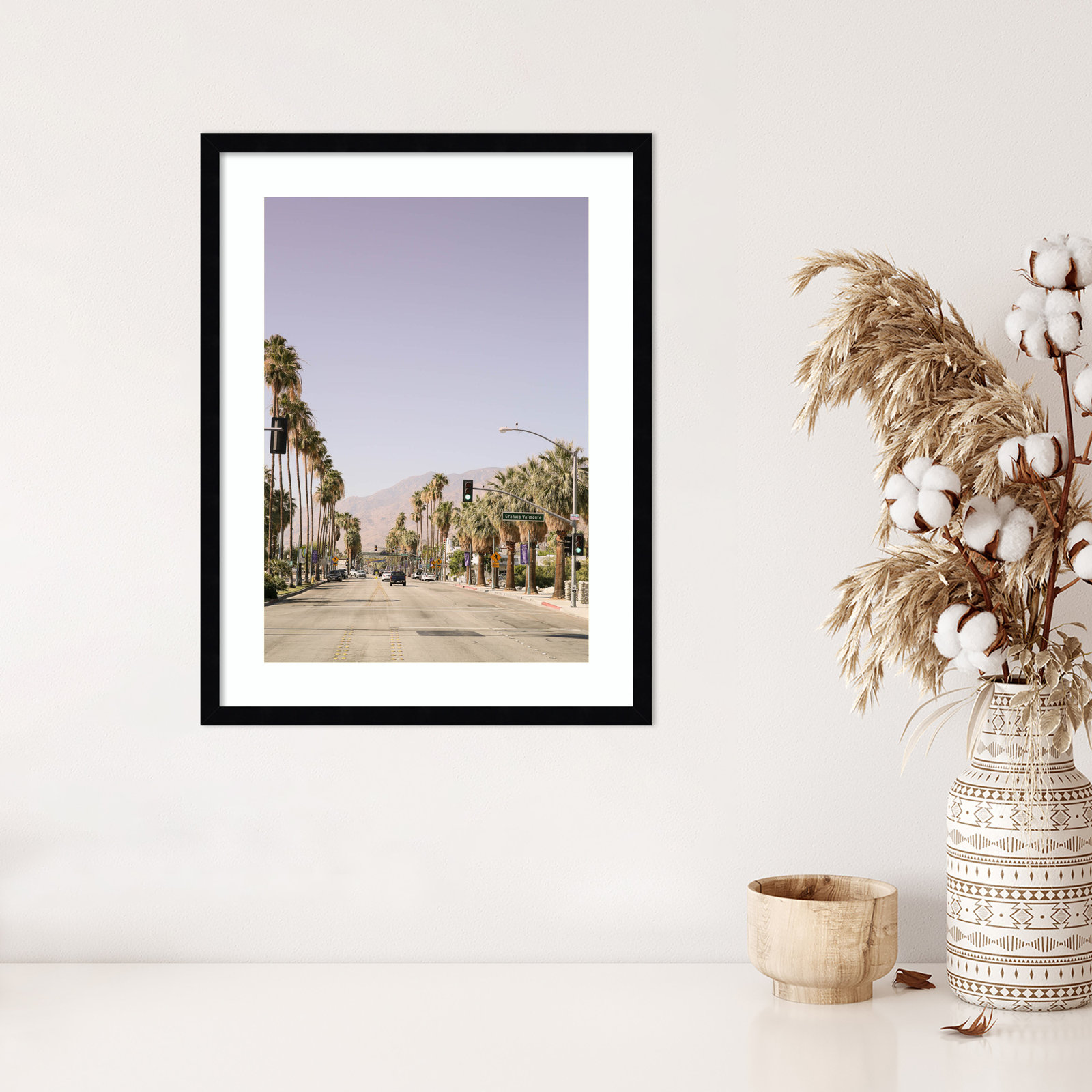 Daisey "Palm Spring Street" Print, Black, 25" H x 19" W