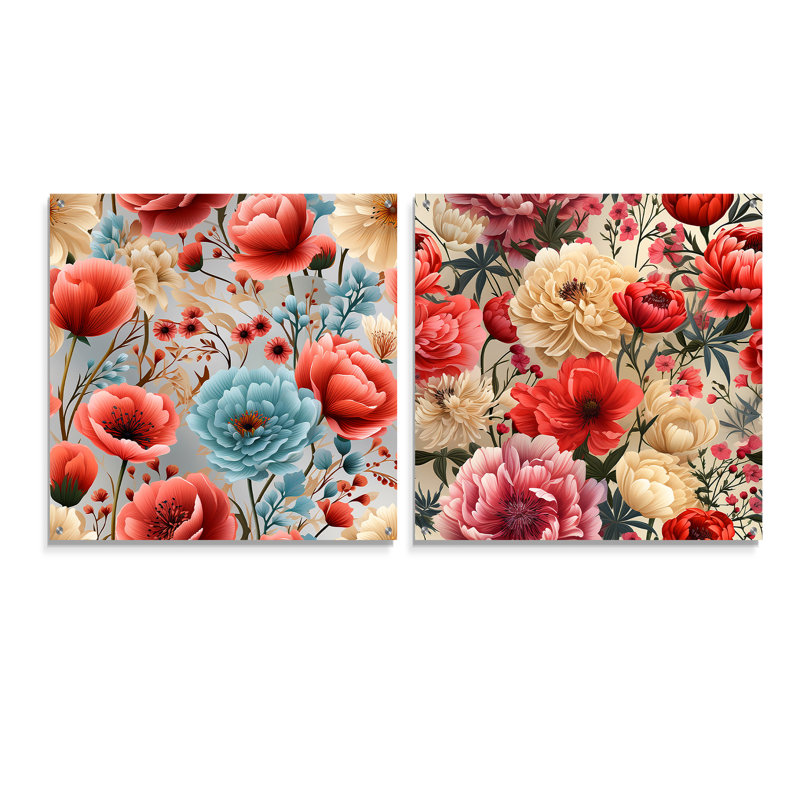 Ilyas - Ensemble de 2 art mural en verre acrylique, H 30 po x l 61 po