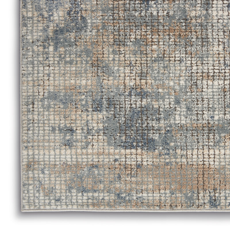 Adda Abstract Blue/Gray Area Rug, Rectangle 7'10" x 9'10"