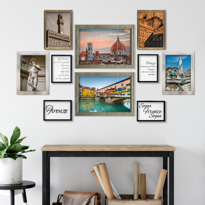 Giallobus - Set 10 Poster Da Parete - Raccolta Città Firenze - Carta Patinata - | 2 X A3 42X30cm | 4 X A4 30X21cm | 4 X A5 21X15cm | - Senza CORNICI - Stampe Moderne Soggiorno