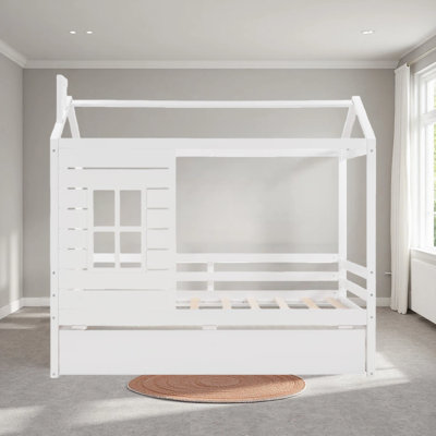 Lit simple en bois avec lit gigogne simple