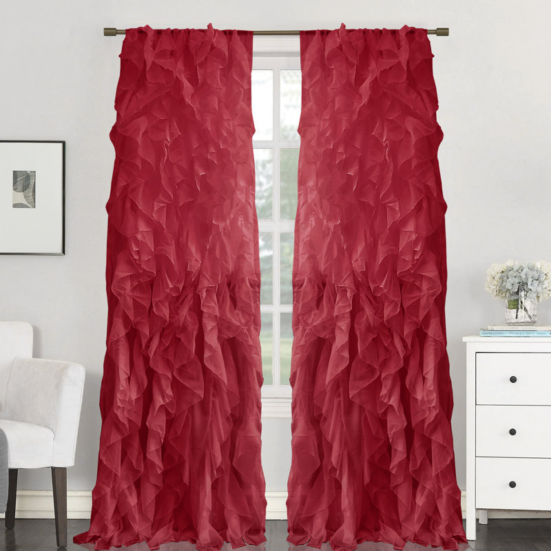 Fulda Semi Sheer Curtain Single Panel, Burgundy, 50" W x 96" L